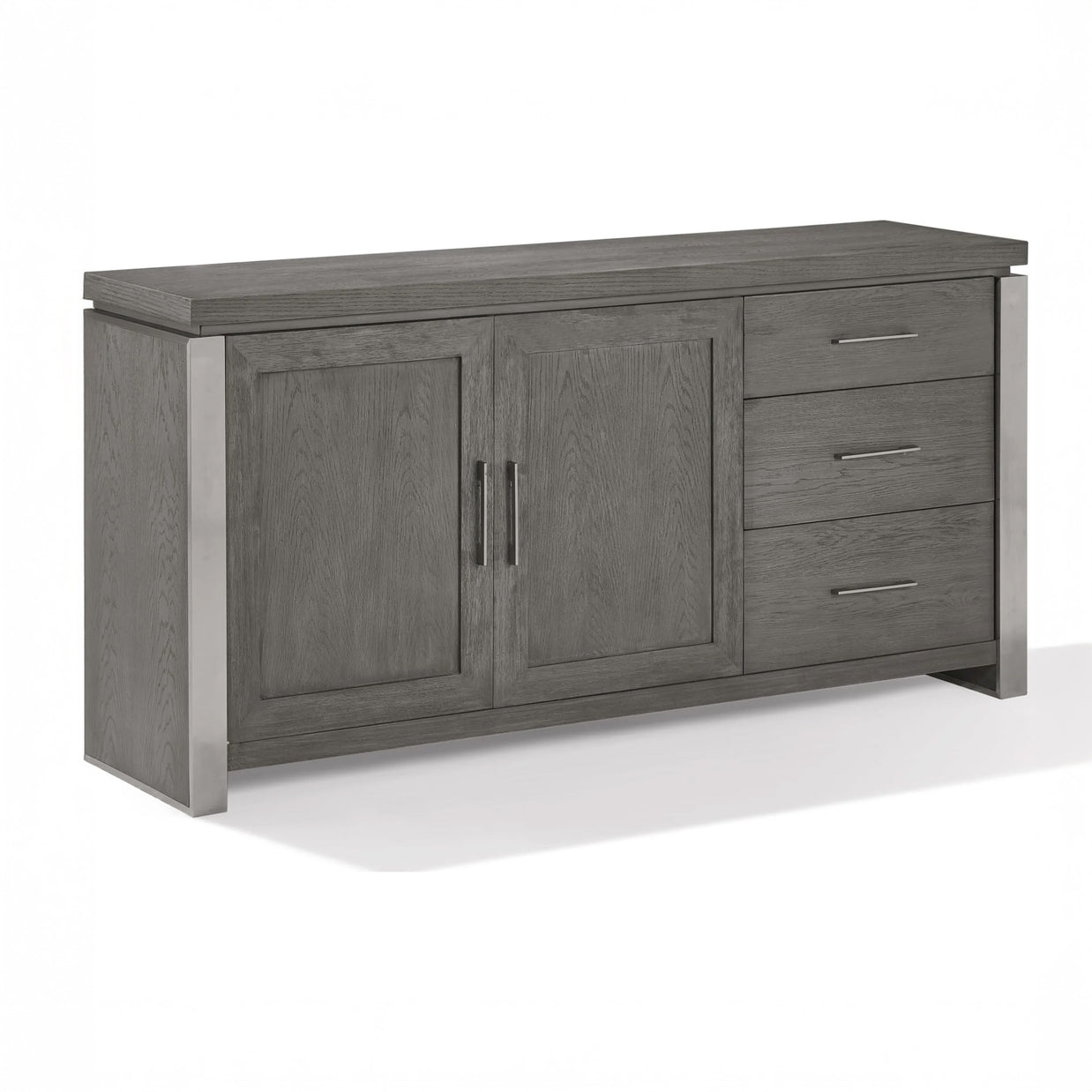 Grey Oak Sideboard with Stainless Steel Accents