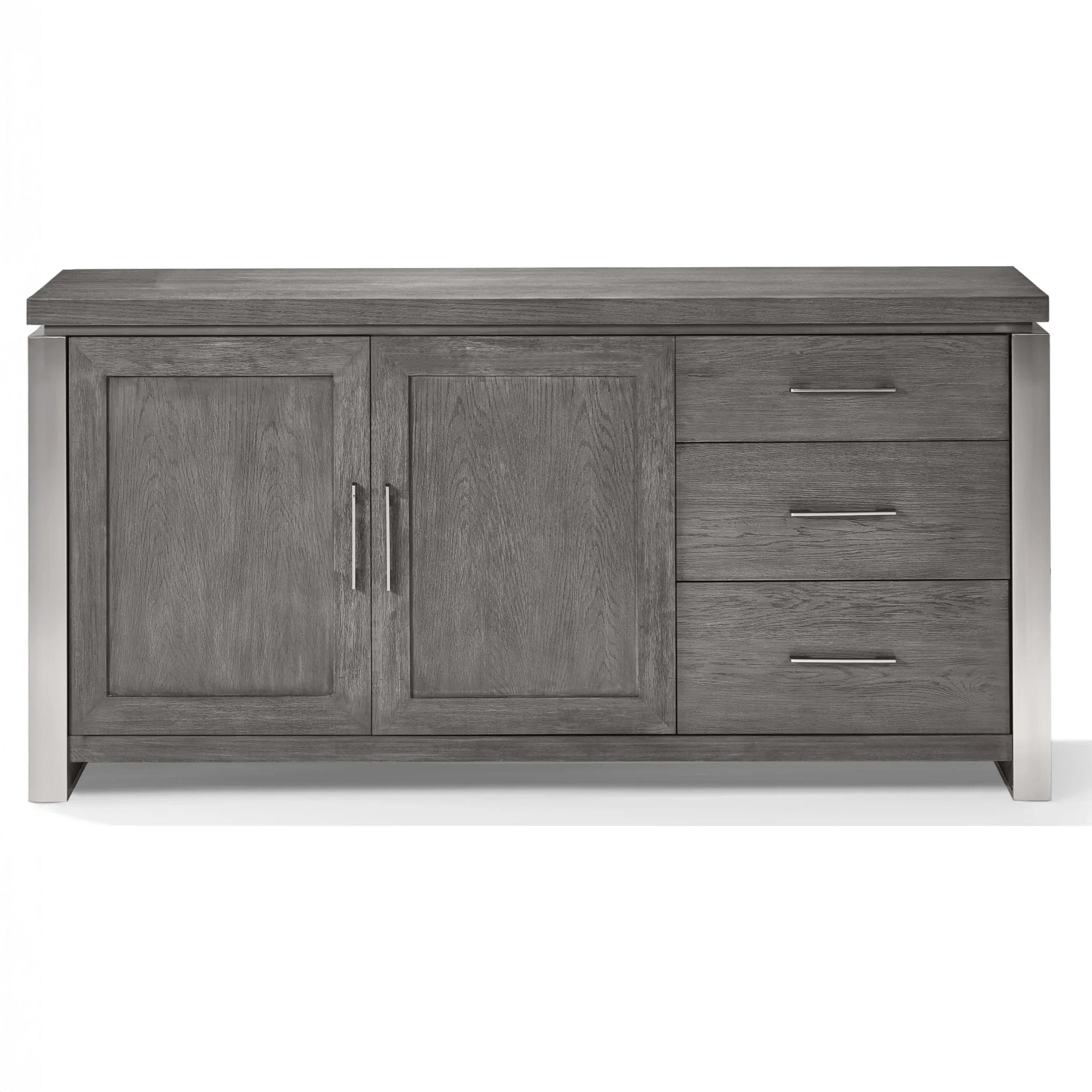 Grey Oak Sideboard with Stainless Steel Accents