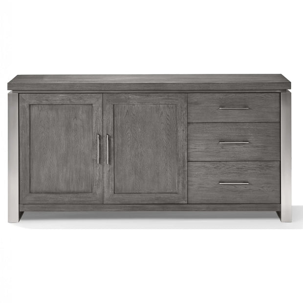 Grey Oak Sideboard with Stainless Steel Accents