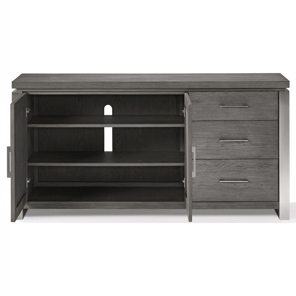 Grey Oak Sideboard with Stainless Steel Accents