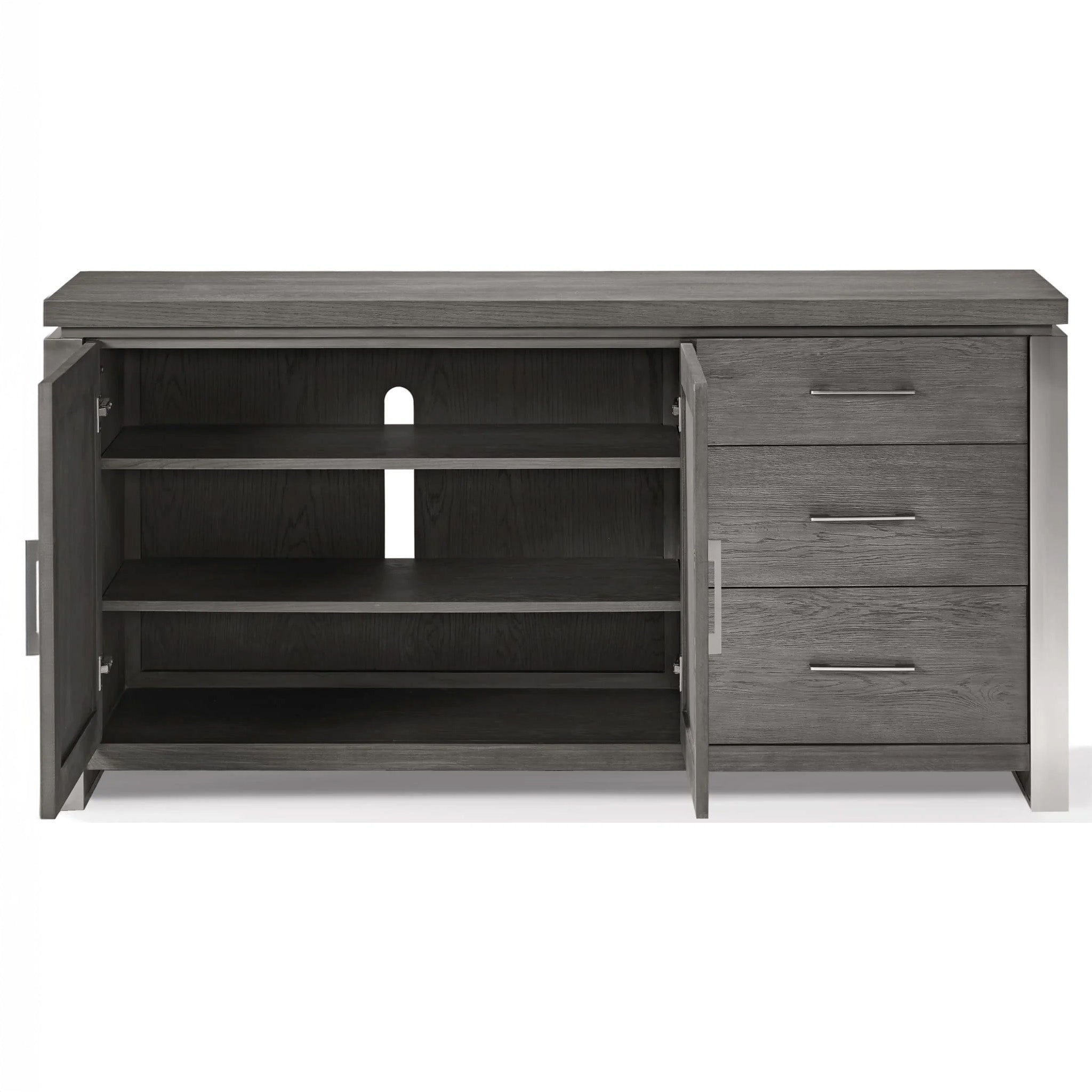 Grey Oak Sideboard with Stainless Steel Accents