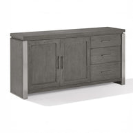 Grey Oak Sideboard with Stainless Steel Accents
