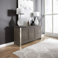 Grey Oak Sideboard with Stainless Steel Accents