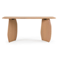 Modern White Oak Sculptural Console Table