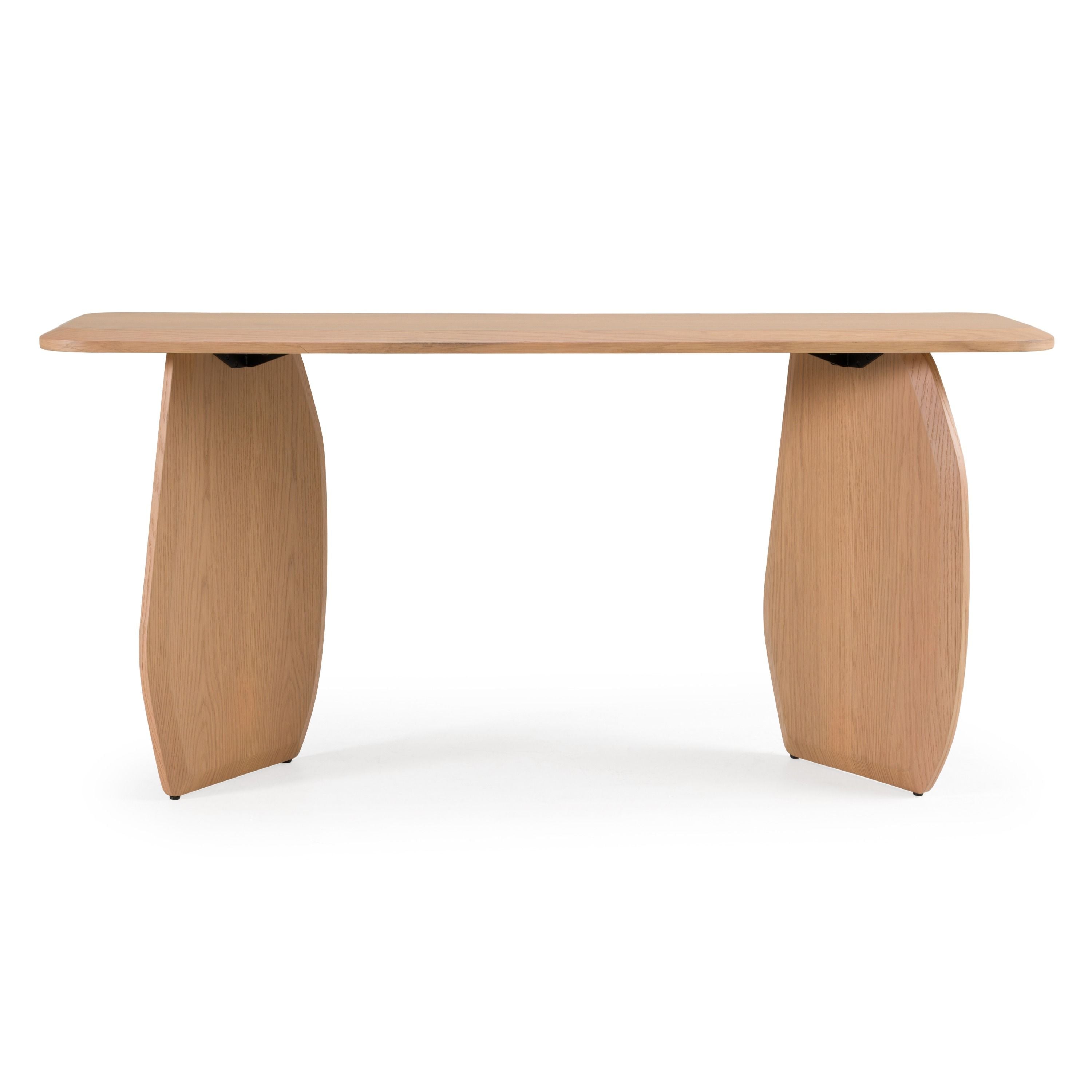 Modern White Oak Sculptural Console Table