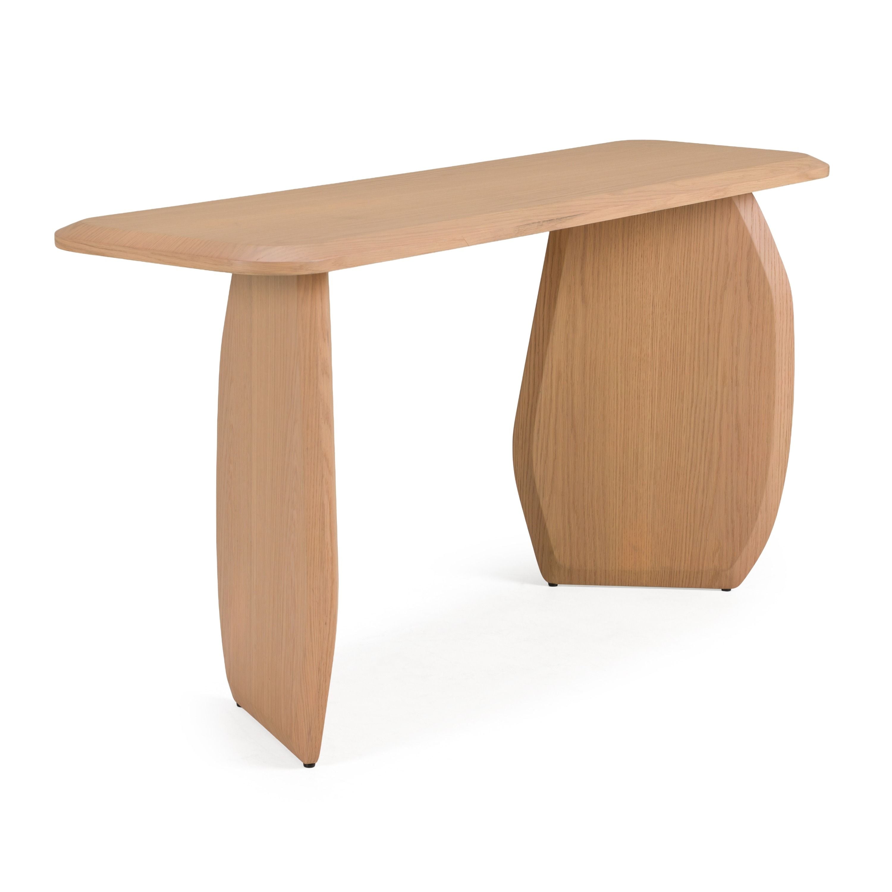 Modern White Oak Sculptural Console Table