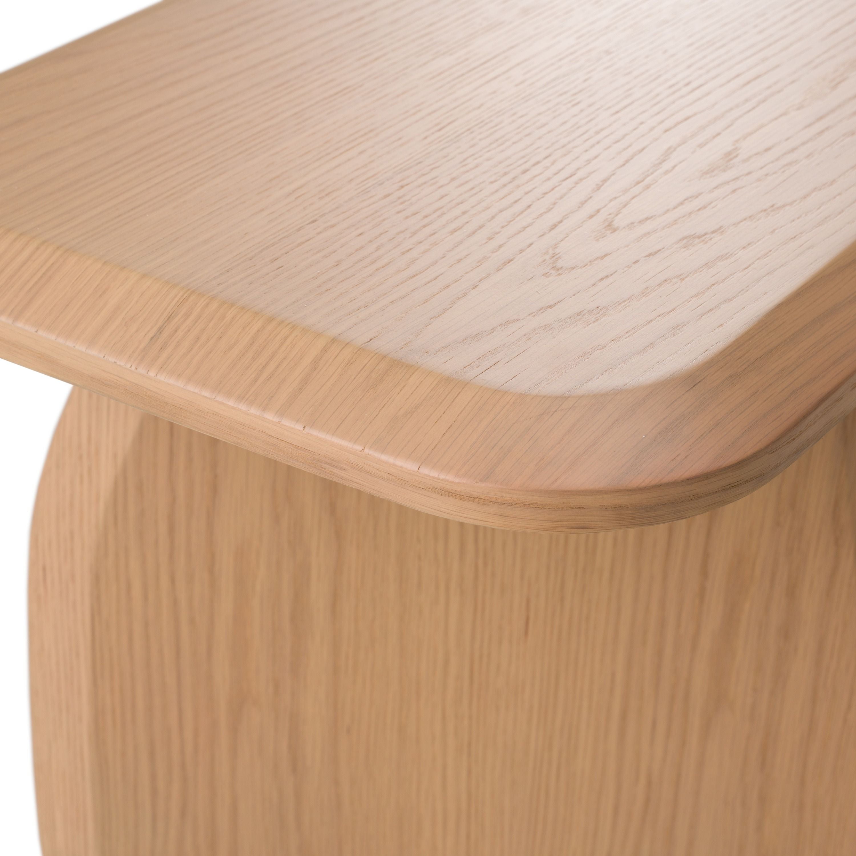 Modern White Oak Sculptural Console Table