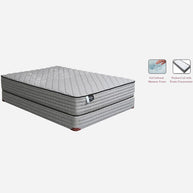 Corner detail of queen firm hybrid mattress showing organic cotton cover