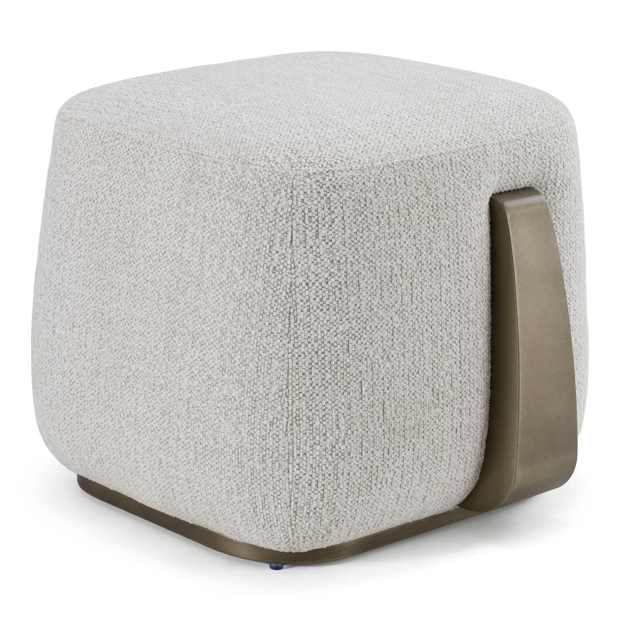 Contemporary Off-White Fabric Ottoman