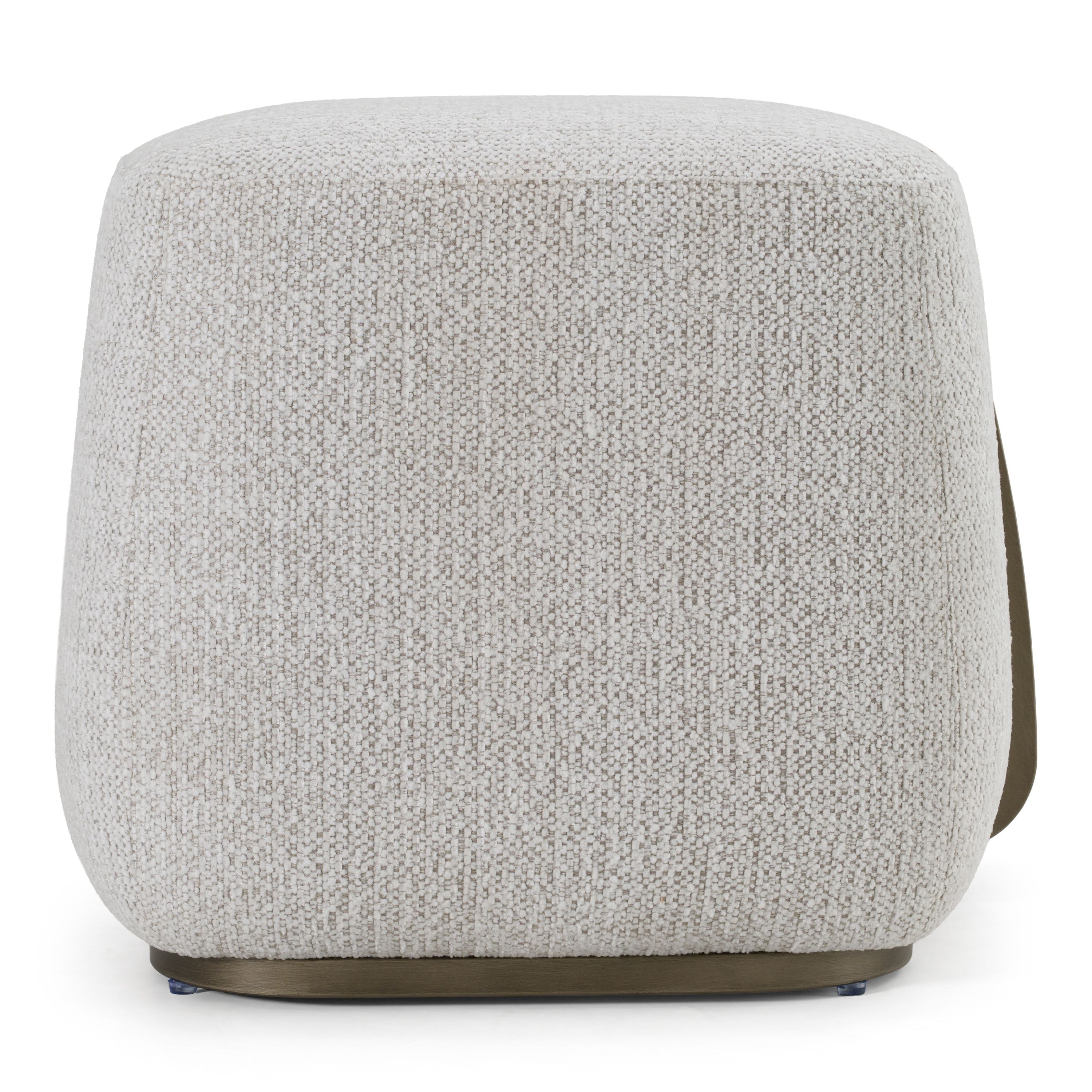 Contemporary Off-White Fabric Ottoman