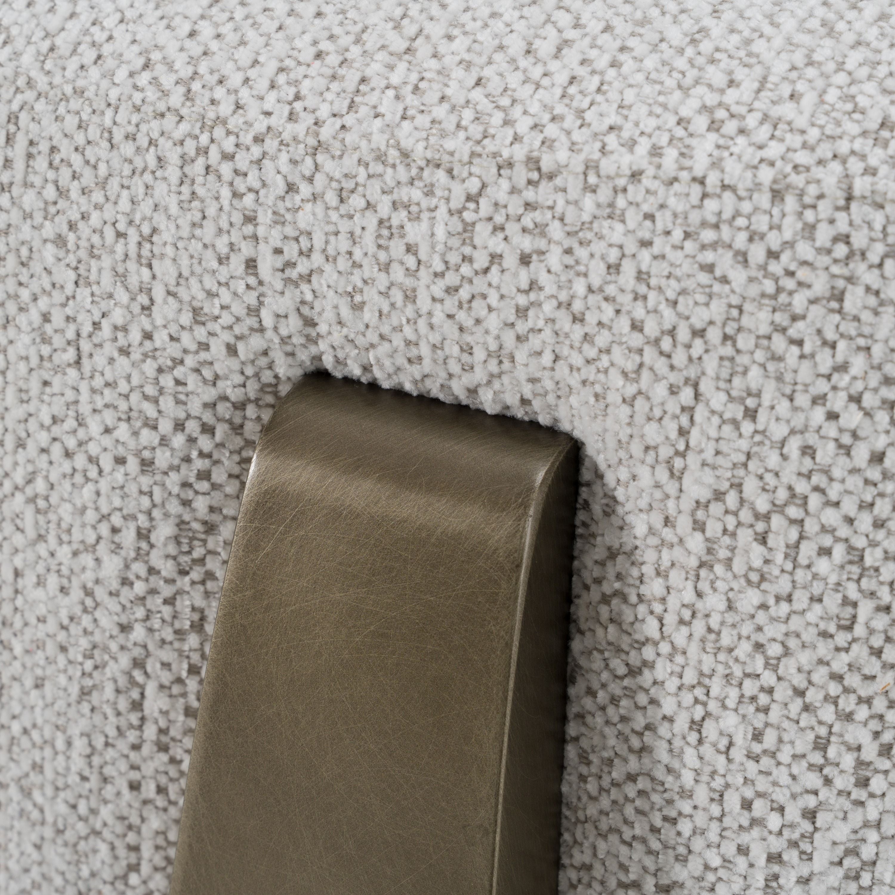 Contemporary Off-White Fabric Ottoman