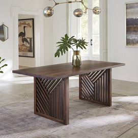 Brown solid rectangular dining table