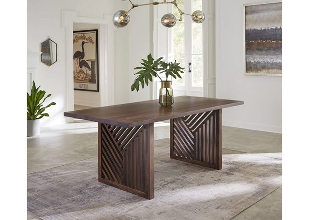 Brown solid rectangular dining table