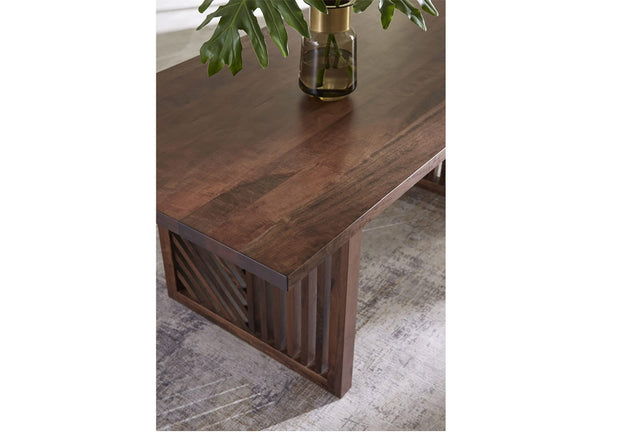 Brown solid rectangular dining table