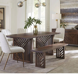 Brown solid rectangular dining table