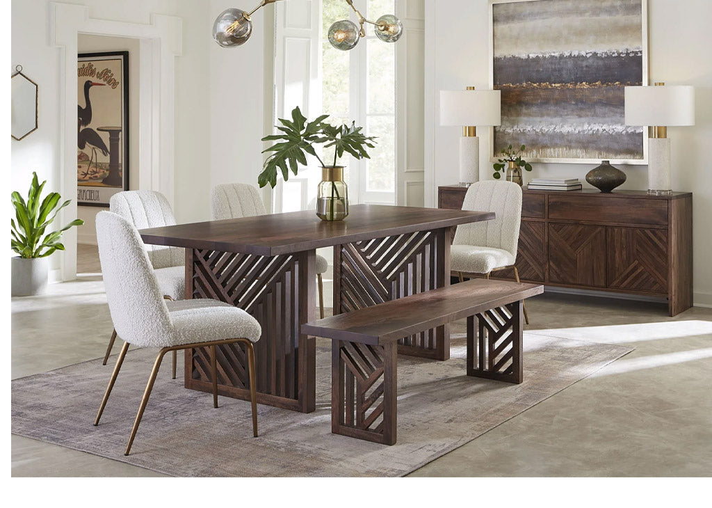 Brown solid rectangular dining table