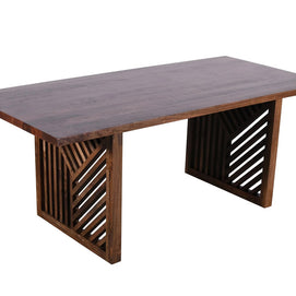 Brown solid rectangular dining table