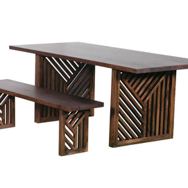 Brown solid rectangular dining table