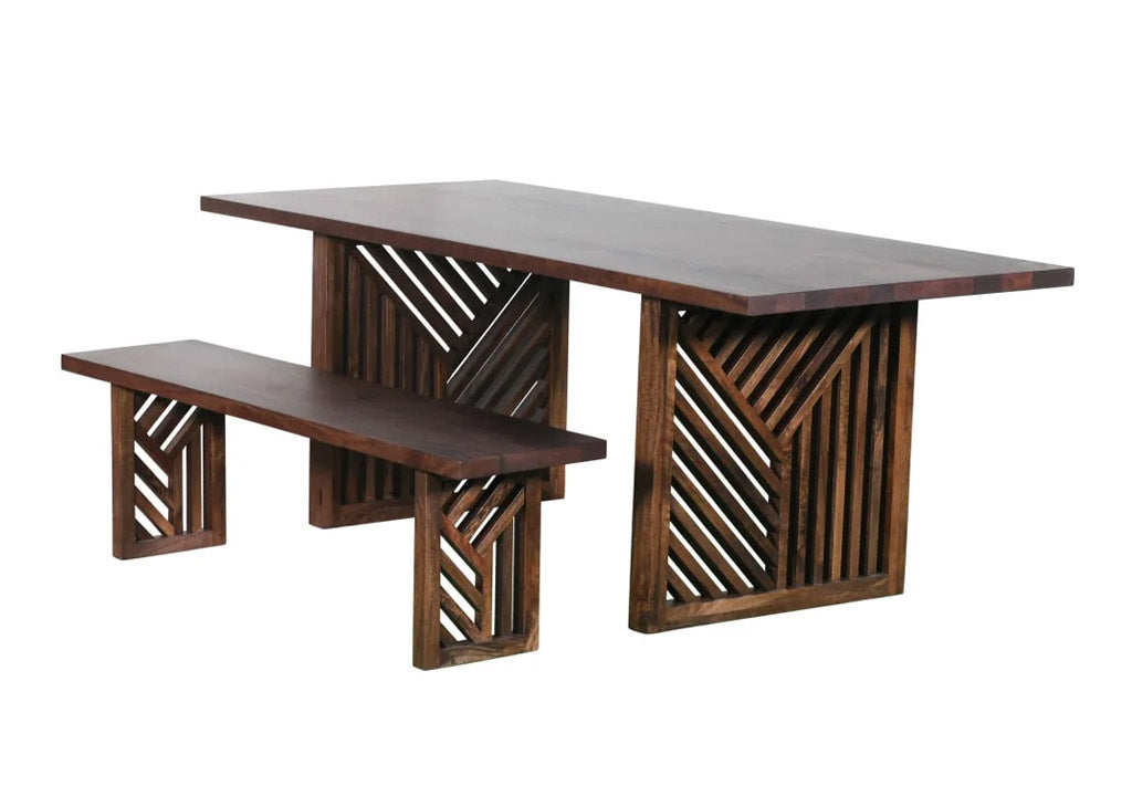 Brown solid rectangular dining table