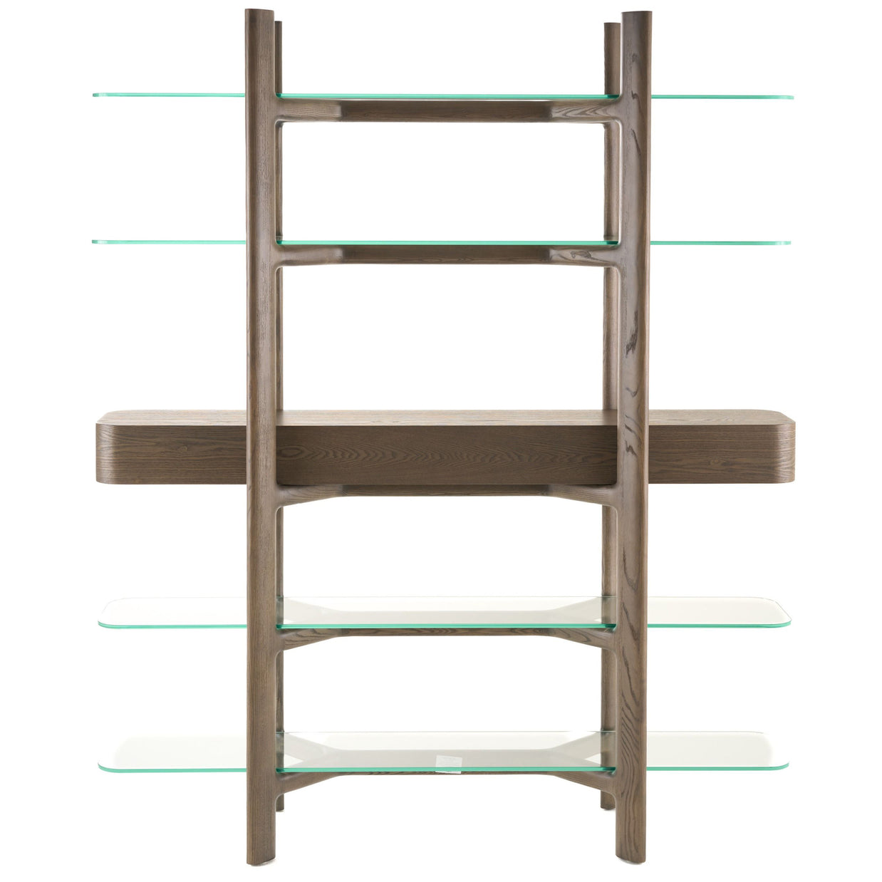 Mid-Century Modern Grey Ash & Glass Bookshelf