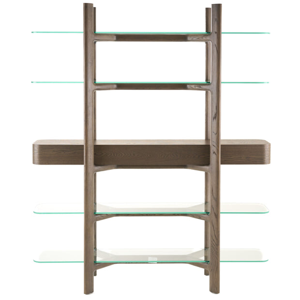 Mid-Century Modern Grey Ash & Glass Bookshelf