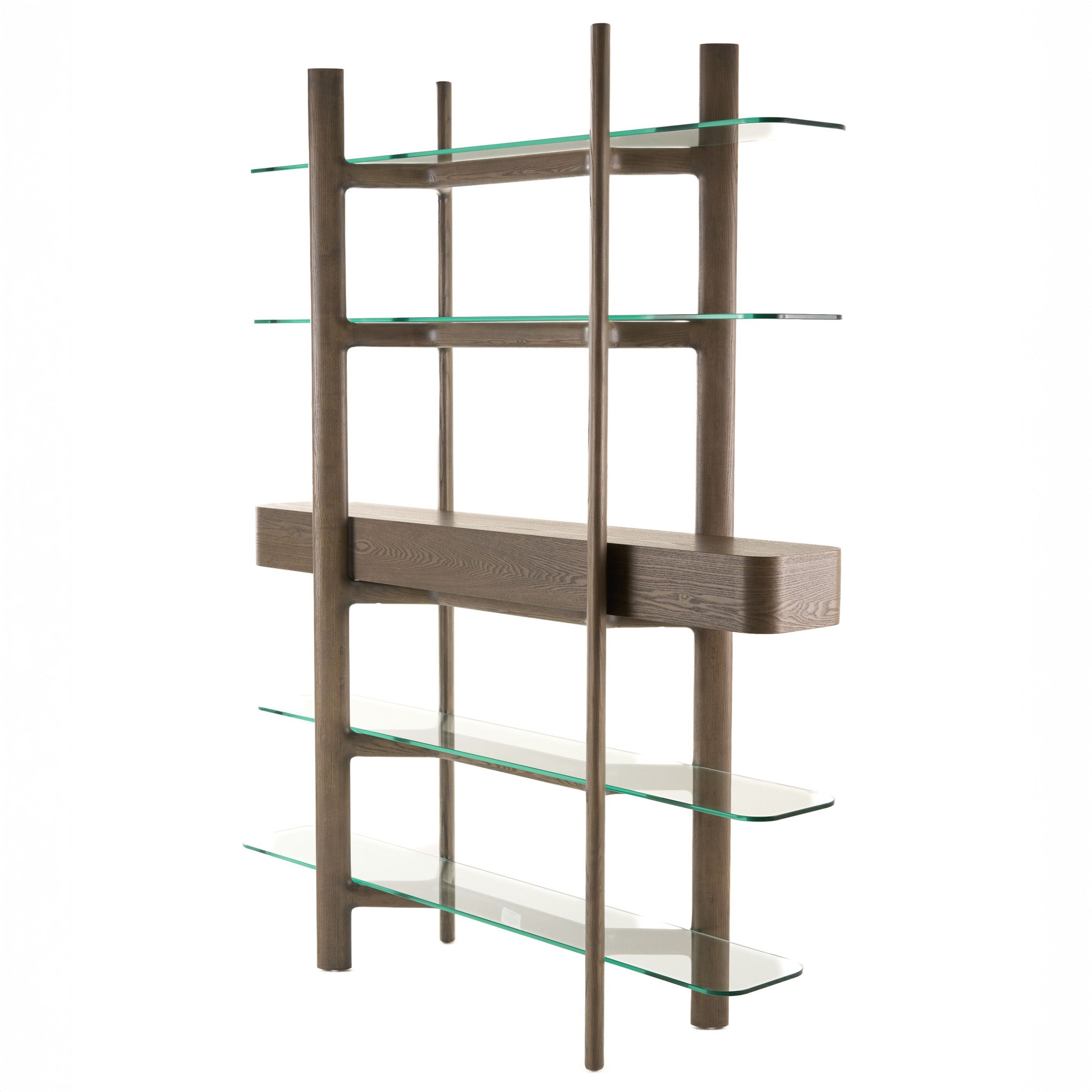 Mid-Century Modern Grey Ash & Glass Bookshelf