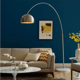 Round Marble Base Floor Lamp - White