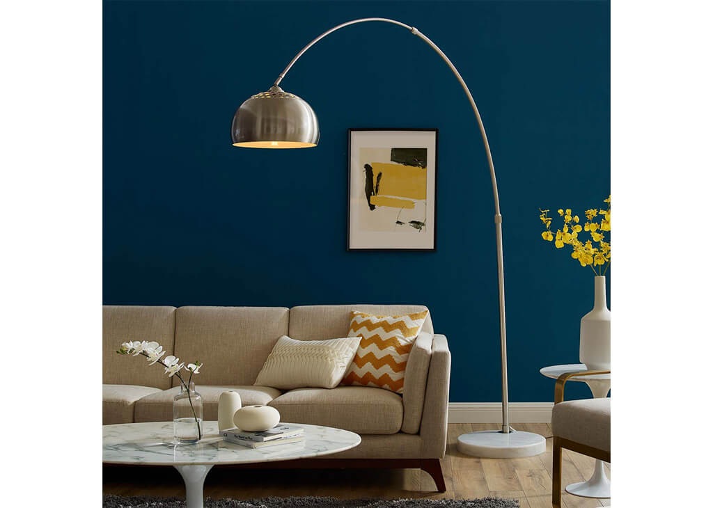 Round Marble Base Floor Lamp - White