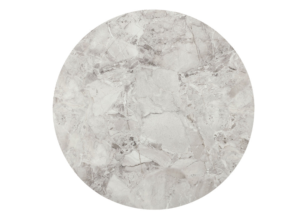 Round Metal & Stone-Top Dining Table