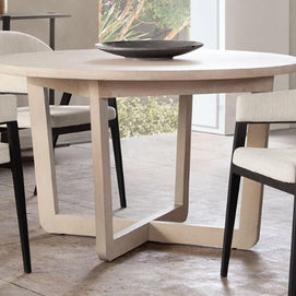 Round Natural Solid Mango Wood Dining Table