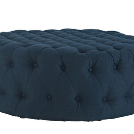 Round Upholstered Tufted Ottoman