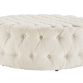 Round Upholstered Tufted Ottoman