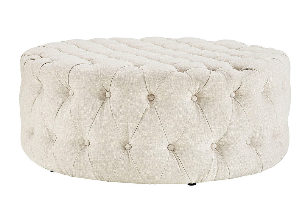 Round Upholstered Tufted Ottoman