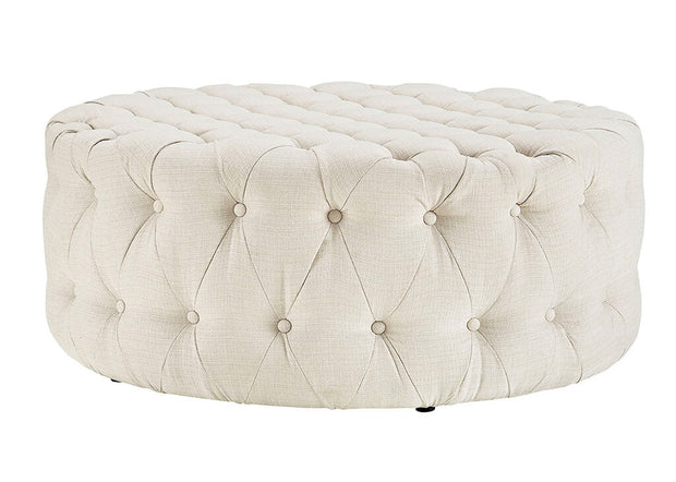 Round Upholstered Tufted Ottoman