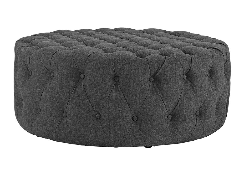 Round Upholstered Tufted Ottoman