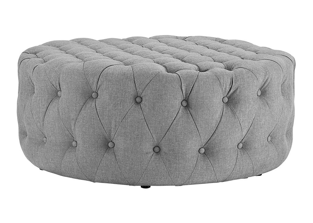 Round Upholstered Tufted Ottoman