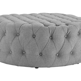 Round Upholstered Tufted Ottoman