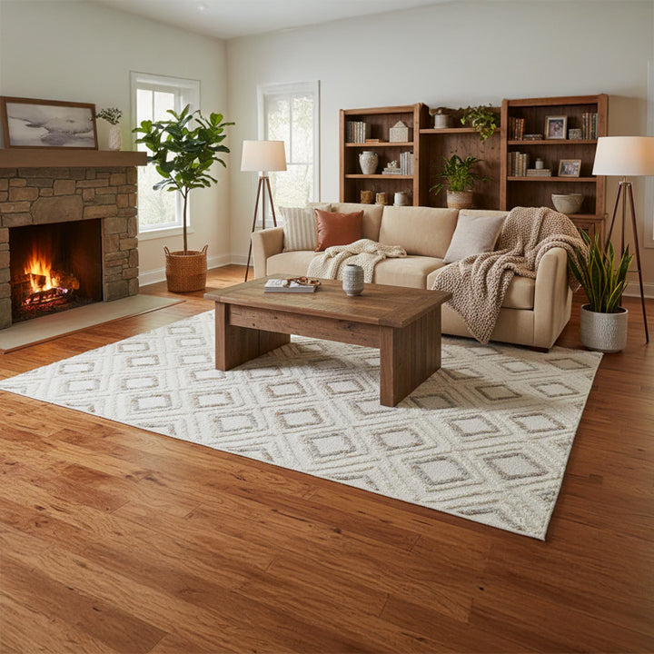Machine Washable Diamond Area Rug