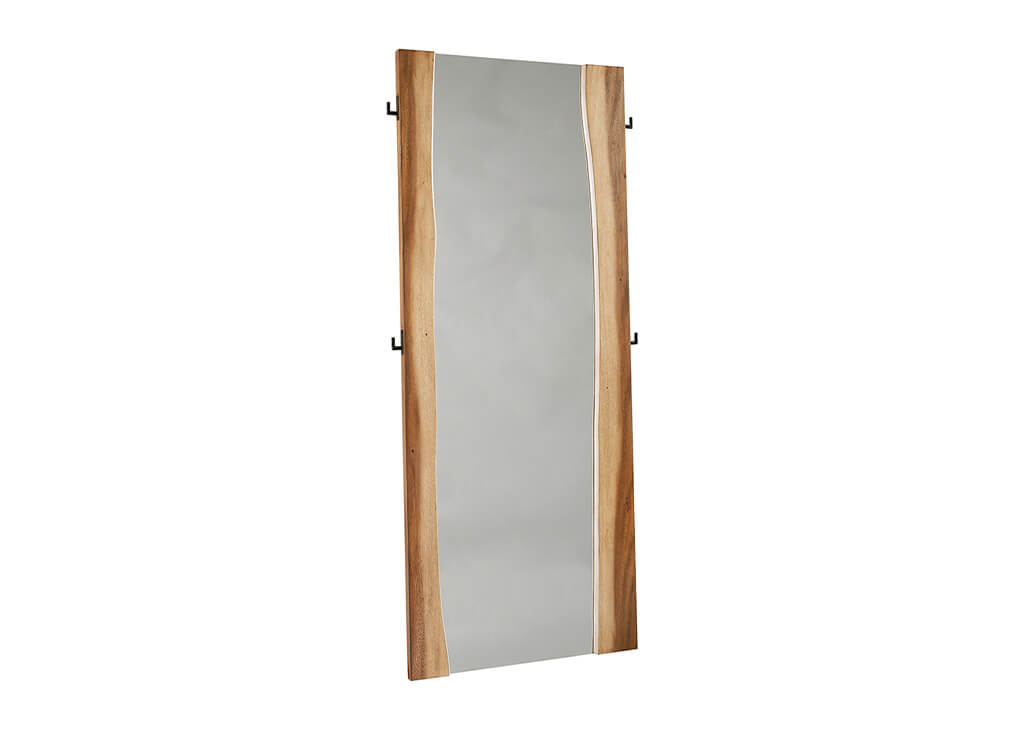 Rustic Smoky Walnut Floor Mirror
