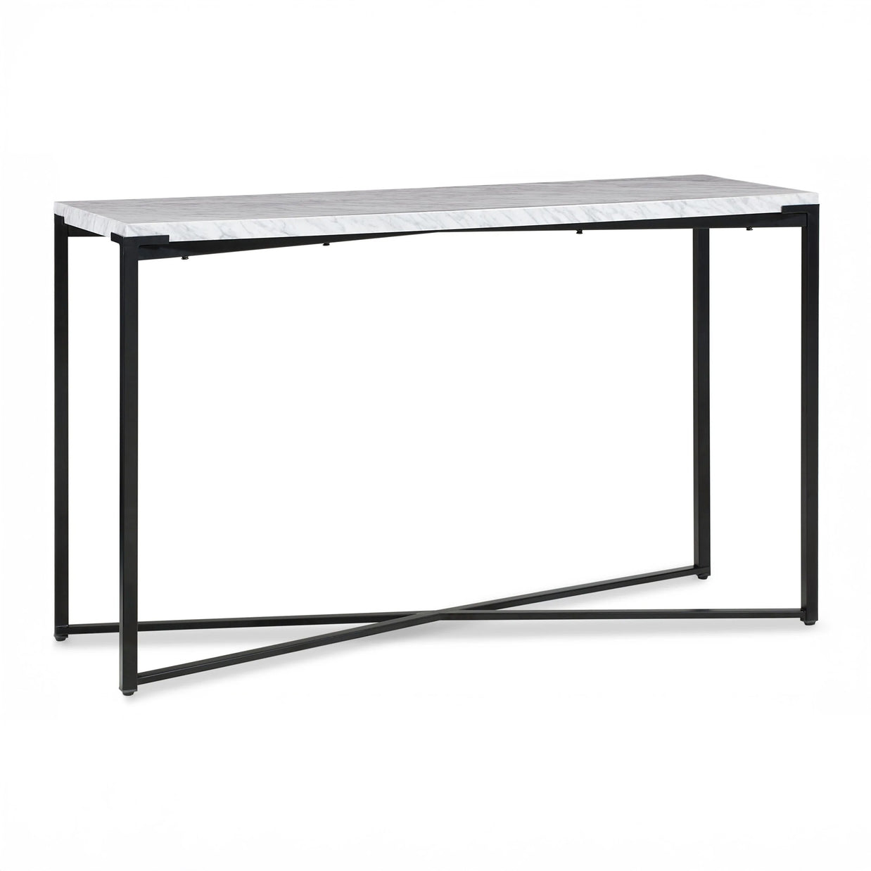 Carrara Marble & Black Steel Console Table