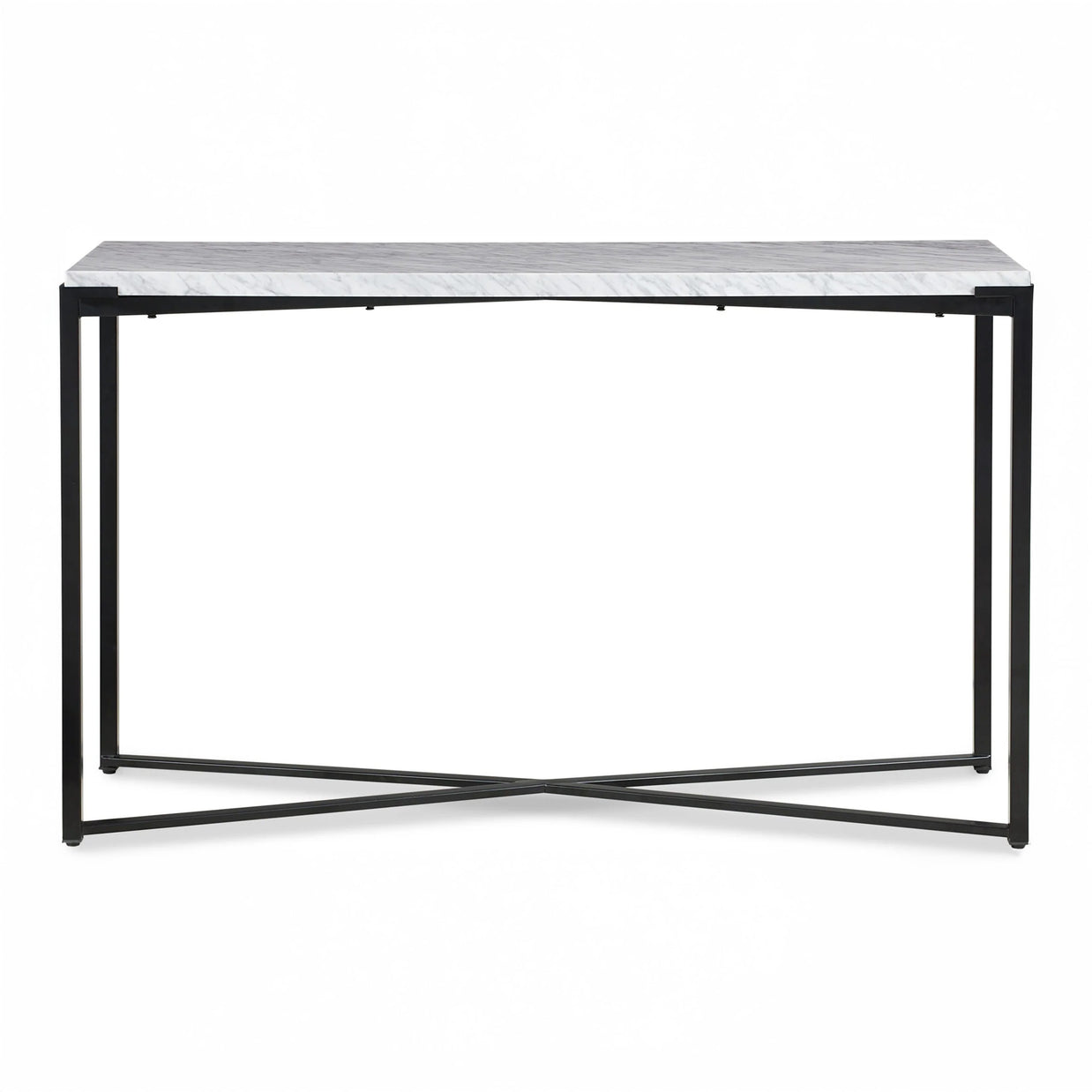 Carrara Marble & Black Steel Console Table