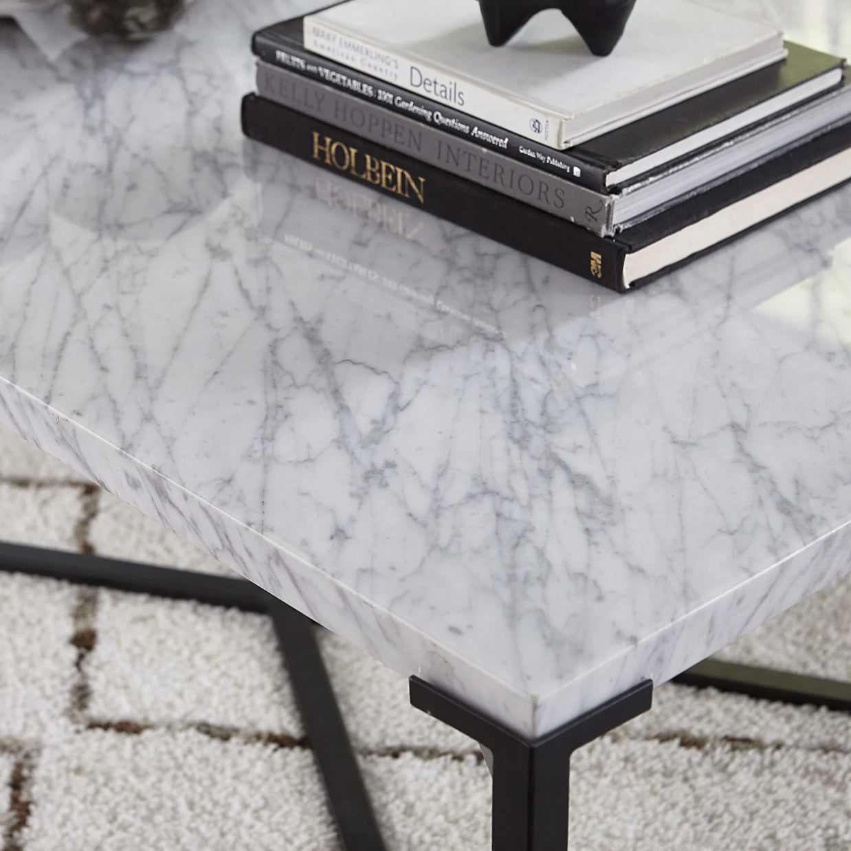 Carrara Marble & Black Steel Console Table