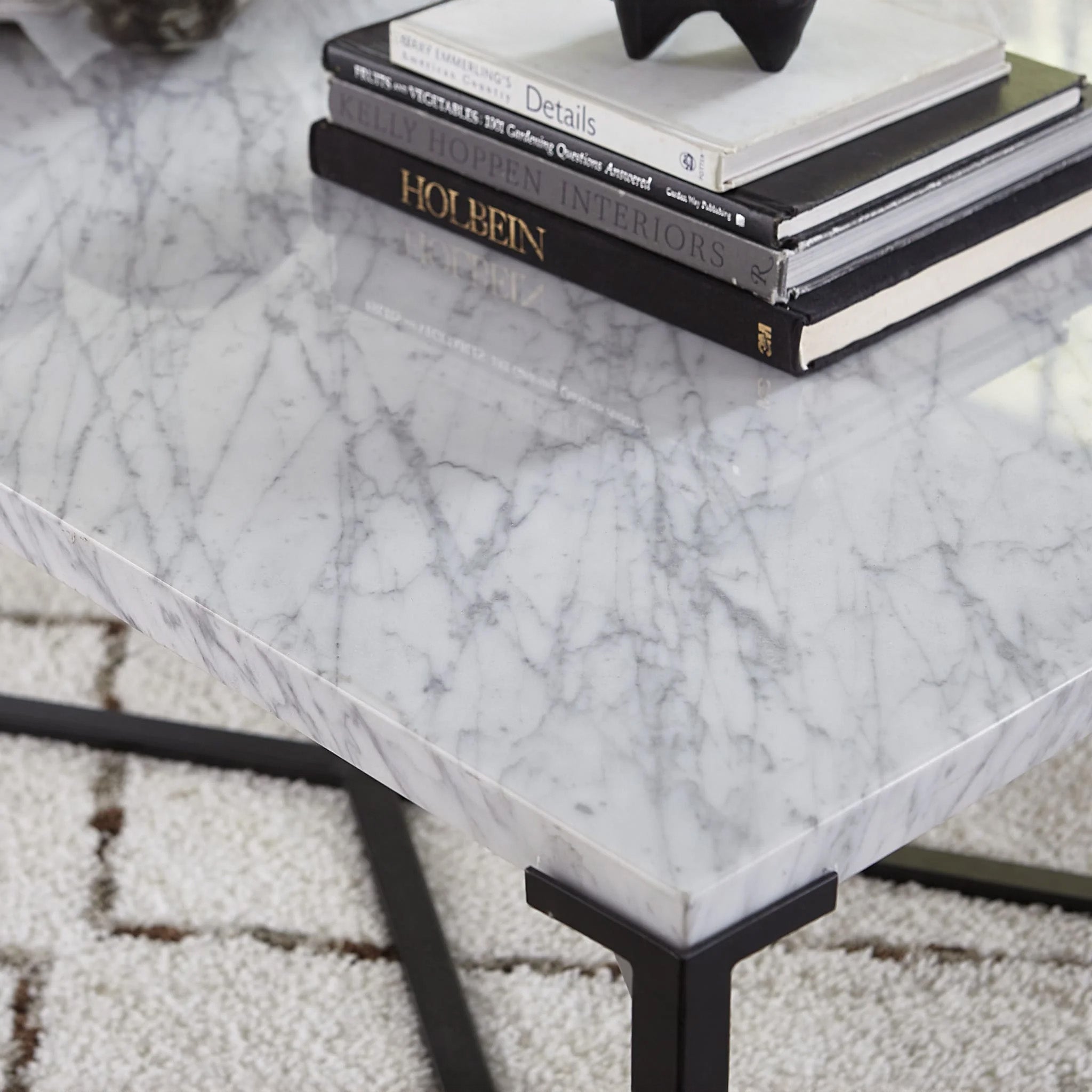 Carrara Marble & Black Steel Console Table