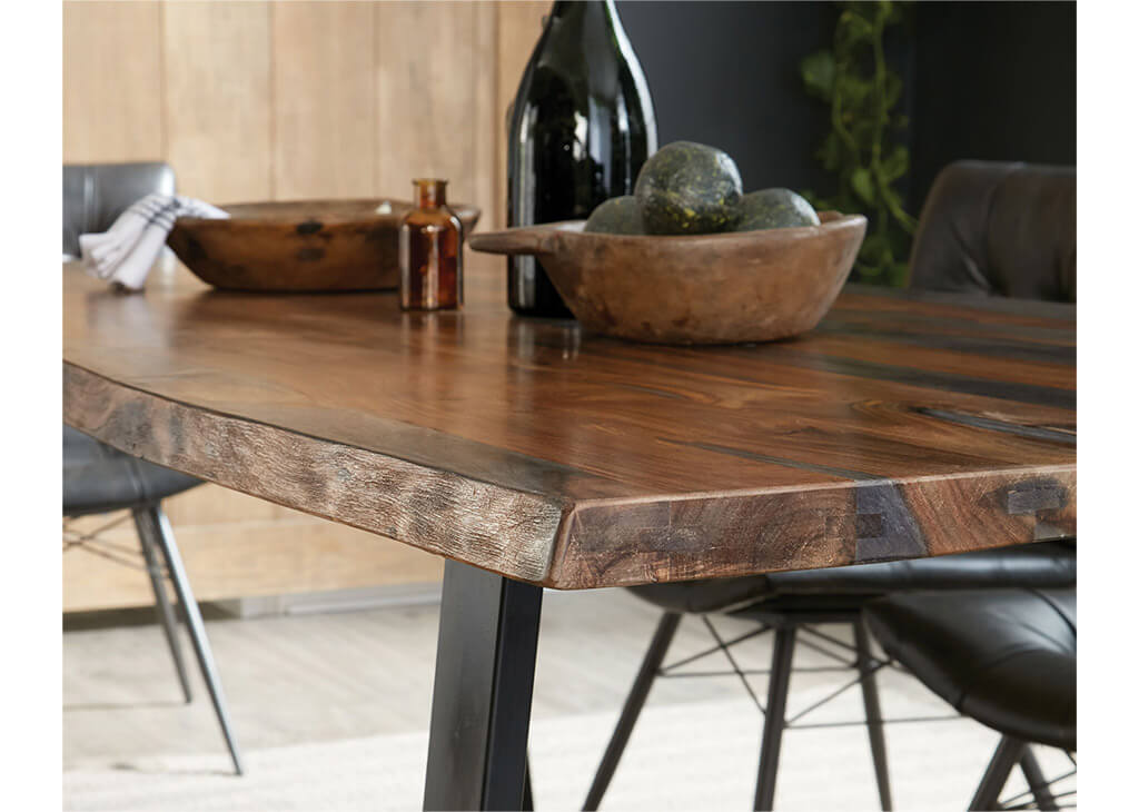 Sheesham Wood & Metal Dining Table