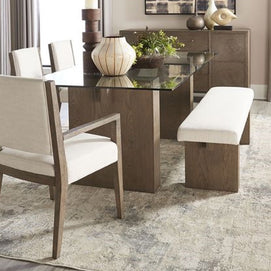 Brunette Oak & Beige Linen Fabric Dining Set