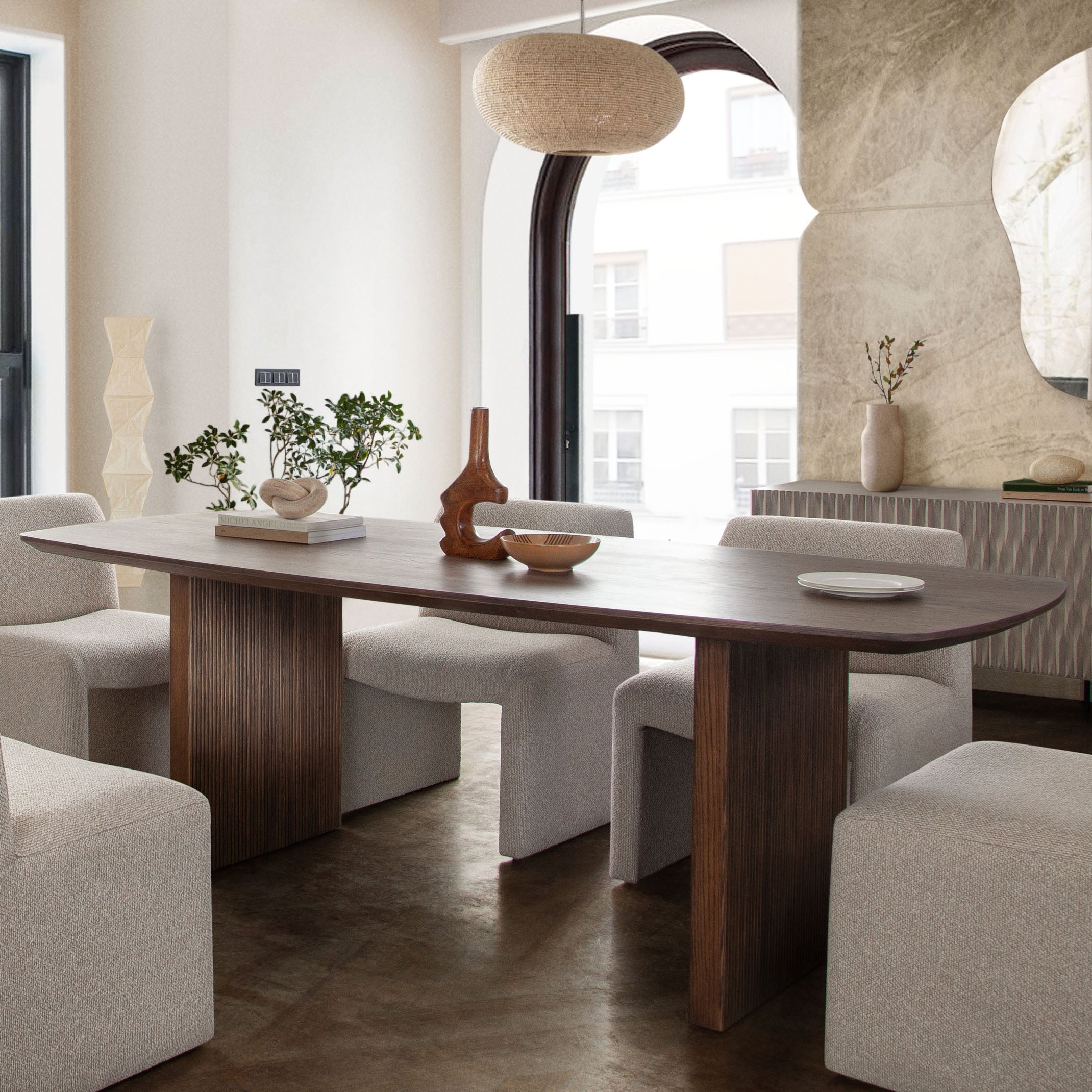 Solid Oak Fluted Dining Table