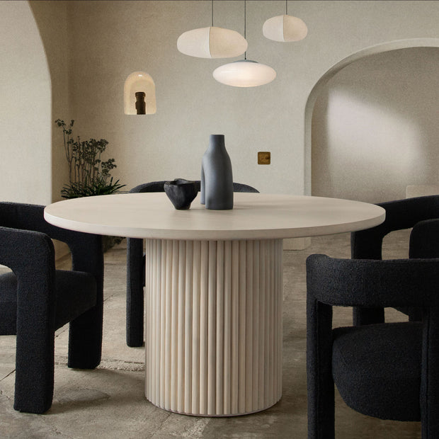 Light Natural Fluted Pedestal Dining Table