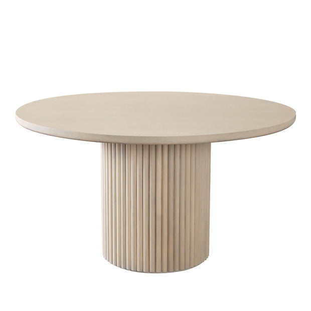 Light Natural Fluted Pedestal Dining Table