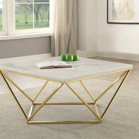 White Marble & Gold Coffee Table