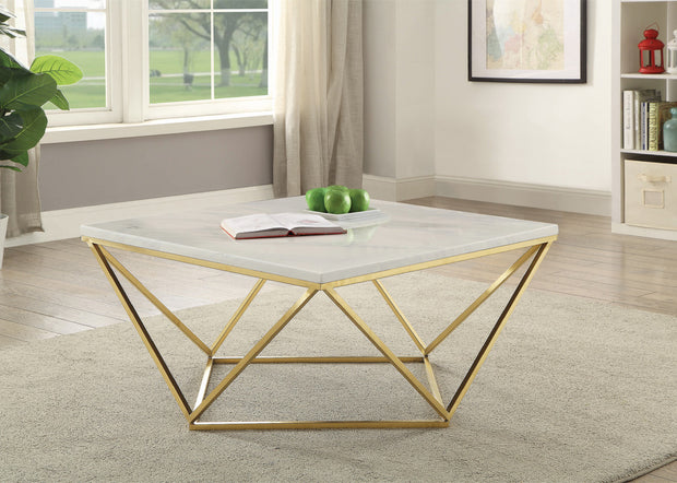 White Marble & Gold Coffee Table